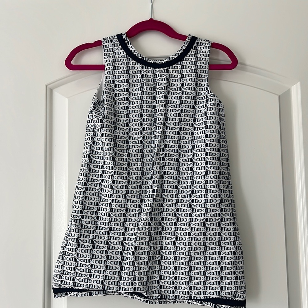 Petit Peony Navy Fish Dress. Size 2Y